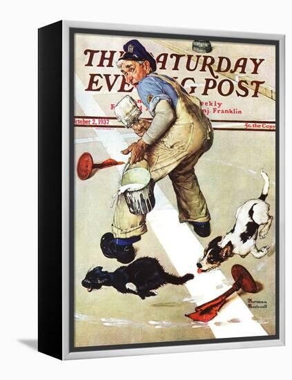 "Spilled Paint" Saturday Evening Post Cover, October 2,1937-Norman Rockwell-Framed Premier Image Canvas
