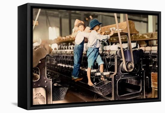 Spindle Boys in Georgia Cotton Mill C. 1909 (Coloured Photo)-Lewis Wickes Hine-Framed Premier Image Canvas