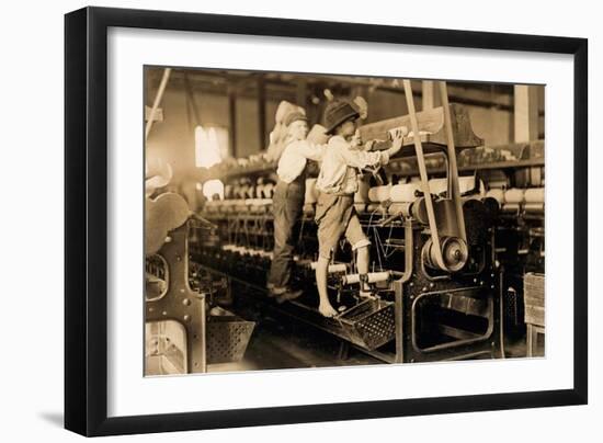 Spindle Boys in Georgia Cotton Mill C. 1909 (Photo)-Lewis Wickes Hine-Framed Giclee Print