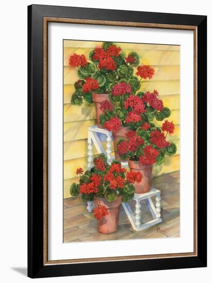 Spindle Shelf Geraniums-Paul Brent-Framed Art Print