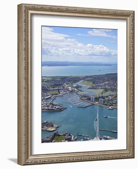 Spinnaker Tower and Gunwharf Quays, Portsmouth, Looking Towards Solent and Isle of Wight, England-Peter Barritt-Framed Photographic Print