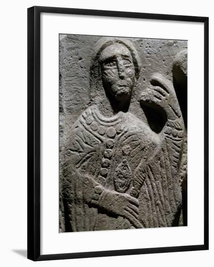 Spinner, Fragment from Group Depicting Baptismal Procession, Marble Bas-Relief, Italy, 10th Century-null-Framed Giclee Print