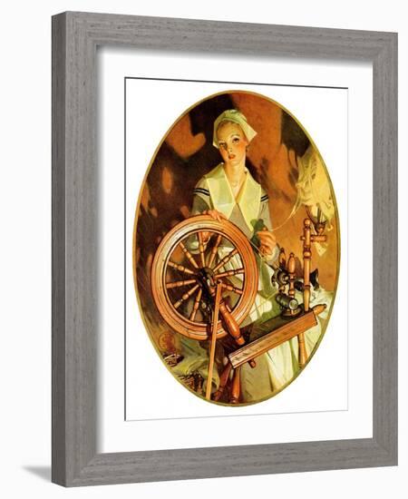 "Spinning Wheel,"March 14, 1931-Joseph Christian Leyendecker-Framed Giclee Print