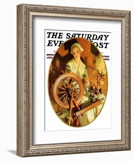 "Spinning Wheel," Saturday Evening Post Cover, March 14, 1931-Joseph Christian Leyendecker-Framed Giclee Print