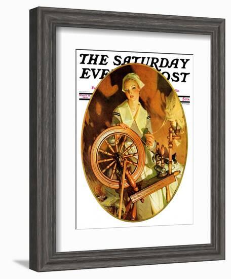 "Spinning Wheel," Saturday Evening Post Cover, March 14, 1931-Joseph Christian Leyendecker-Framed Giclee Print
