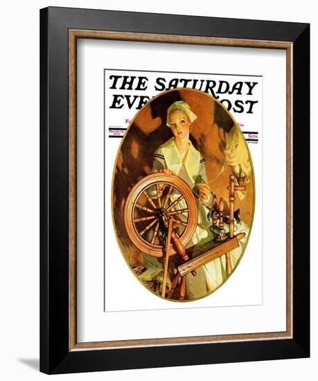 "Spinning Wheel," Saturday Evening Post Cover, March 14, 1931-Joseph Christian Leyendecker-Framed Giclee Print