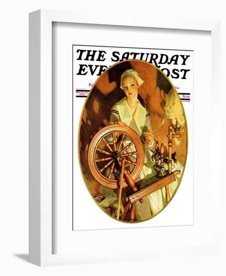 "Spinning Wheel," Saturday Evening Post Cover, March 14, 1931-Joseph Christian Leyendecker-Framed Giclee Print