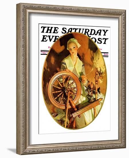 "Spinning Wheel," Saturday Evening Post Cover, March 14, 1931-Joseph Christian Leyendecker-Framed Giclee Print
