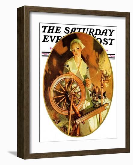 "Spinning Wheel," Saturday Evening Post Cover, March 14, 1931-Joseph Christian Leyendecker-Framed Giclee Print