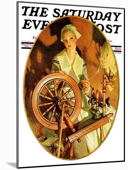 "Spinning Wheel," Saturday Evening Post Cover, March 14, 1931-Joseph Christian Leyendecker-Mounted Giclee Print