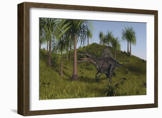 Spinosaurus Hunting in an Open Field-null-Framed Art Print