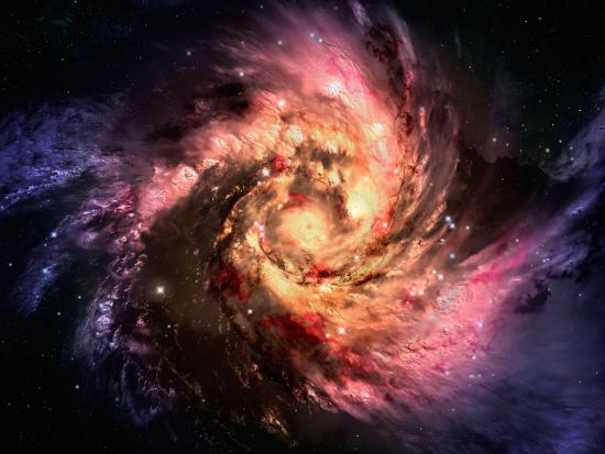 Spiral Galaxy In A Dark Space Abstract Background Photographic