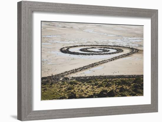 Spiral Jetty, Earthwork Sculpture By Late Robert Smithson, NE Shore Great Salt Lake Rozel Point, UT-Louis Arevalo-Framed Photographic Print