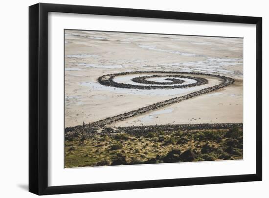 Spiral Jetty, Earthwork Sculpture By Late Robert Smithson, NE Shore Great Salt Lake Rozel Point, UT-Louis Arevalo-Framed Photographic Print