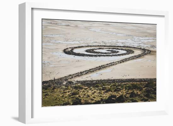 Spiral Jetty, Earthwork Sculpture By Late Robert Smithson, NE Shore Great Salt Lake Rozel Point, UT-Louis Arevalo-Framed Photographic Print