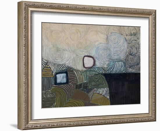 Spiral Motif in Green, Violet, Blue and Gold: the Coast of the Inland Sea-Victor Pasmore-Framed Giclee Print