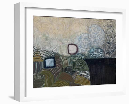 Spiral Motif in Green, Violet, Blue and Gold: the Coast of the Inland Sea-Victor Pasmore-Framed Giclee Print