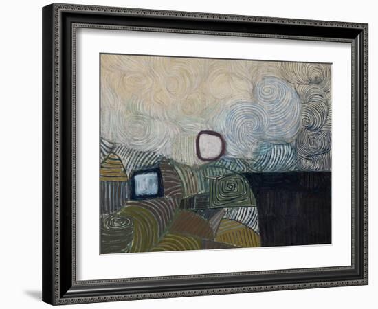 Spiral Motif in Green, Violet, Blue and Gold: the Coast of the Inland Sea-Victor Pasmore-Framed Giclee Print