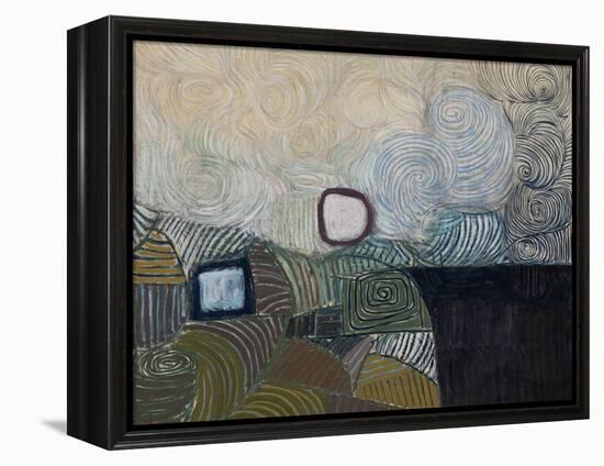 Spiral Motif in Green, Violet, Blue and Gold: the Coast of the Inland Sea-Victor Pasmore-Framed Premier Image Canvas