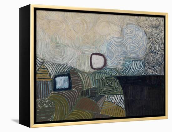 Spiral Motif in Green, Violet, Blue and Gold: the Coast of the Inland Sea-Victor Pasmore-Framed Premier Image Canvas