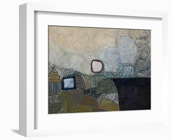 Spiral Motif in Green, Violet, Blue and Gold: the Coast of the Inland Sea-Victor Pasmore-Framed Giclee Print