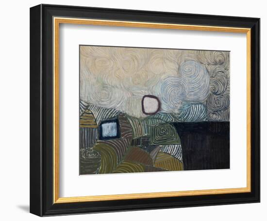 Spiral Motif in Green, Violet, Blue and Gold: the Coast of the Inland Sea-Victor Pasmore-Framed Giclee Print