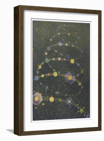 Spiral of Galaxies Twisting in the Infinite Through All Eternity-R. Mainella-Framed Art Print