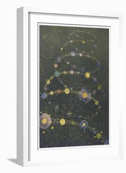 Spiral of Galaxies Twisting in the Infinite Through All Eternity-R. Mainella-Framed Art Print