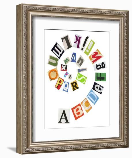 Spiral Shape Abc Collage Made Of Newspaper Clippings-donatas1205-Framed Art Print