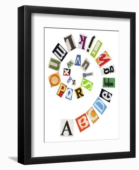 Spiral Shape Abc Collage Made Of Newspaper Clippings-donatas1205-Framed Art Print