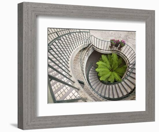 Spiral Staircase at the Embarcadero Center in Downtown San Francisco, California, USA-Chuck Haney-Framed Photographic Print