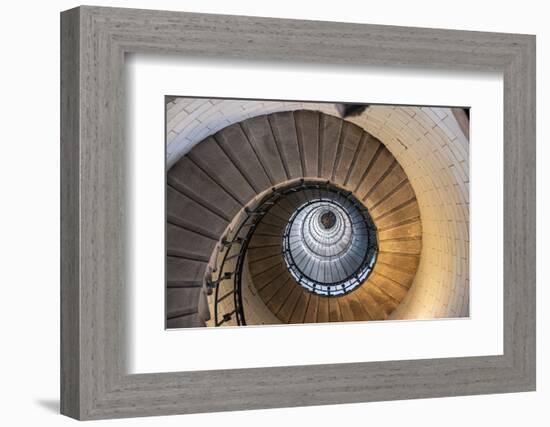 Spiral staircase from below in the Eckmuhl Lighthouse in Brittany, France, Europe-Francesco Fanti-Framed Photographic Print