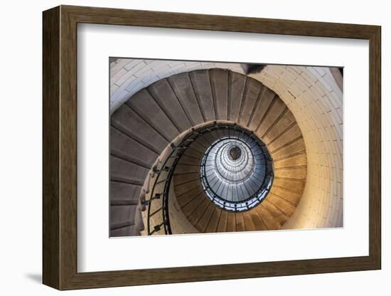 Spiral staircase from below in the Eckmuhl Lighthouse in Brittany, France, Europe-Francesco Fanti-Framed Photographic Print