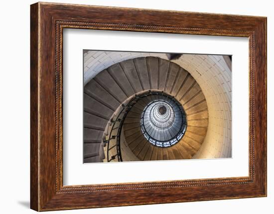 Spiral staircase from below in the Eckmuhl Lighthouse in Brittany, France, Europe-Francesco Fanti-Framed Photographic Print