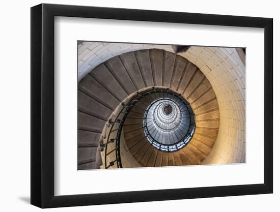 Spiral staircase from below in the Eckmuhl Lighthouse in Brittany, France, Europe-Francesco Fanti-Framed Photographic Print