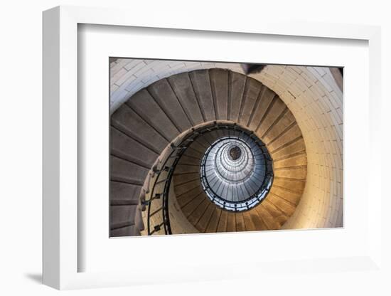 Spiral staircase from below in the Eckmuhl Lighthouse in Brittany, France, Europe-Francesco Fanti-Framed Photographic Print