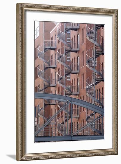 Spiral Staircases on Facades of Some Former Warehouses Destined for Repurposing-null-Framed Photographic Print