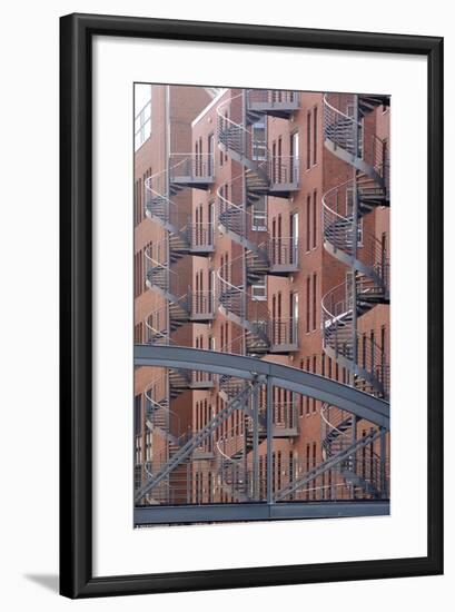 Spiral Staircases on Facades of Some Former Warehouses Destined for Repurposing-null-Framed Photographic Print