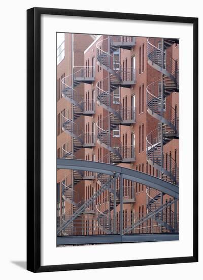 Spiral Staircases on Facades of Some Former Warehouses Destined for Repurposing-null-Framed Photographic Print