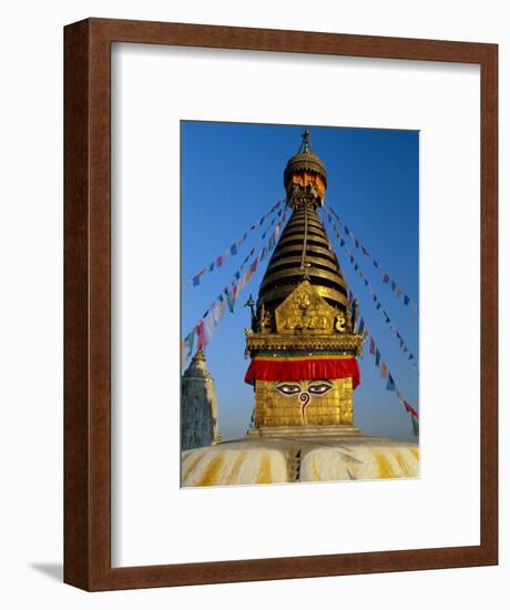 Spire and Prayer Flags of the Swayambhunath Stupa in Kathmandu, Nepal, Asia-Gavin Hellier-Framed Photographic Print