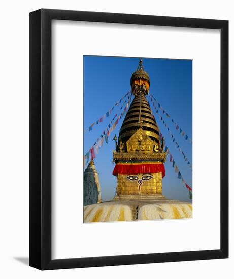 Spire and Prayer Flags of the Swayambhunath Stupa in Kathmandu, Nepal, Asia-Gavin Hellier-Framed Photographic Print