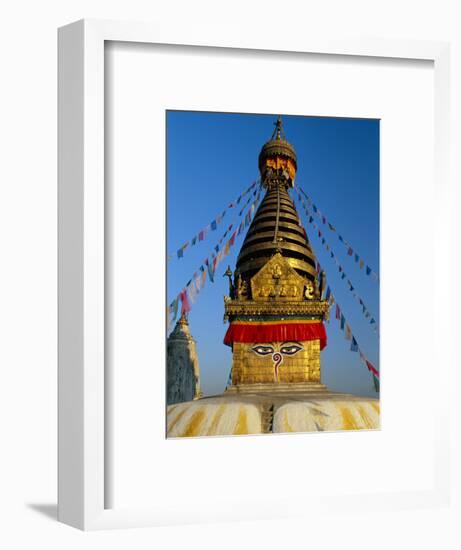 Spire and Prayer Flags of the Swayambhunath Stupa in Kathmandu, Nepal, Asia-Gavin Hellier-Framed Photographic Print