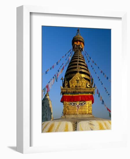 Spire and Prayer Flags of the Swayambhunath Stupa in Kathmandu, Nepal, Asia-Gavin Hellier-Framed Photographic Print