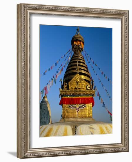 Spire and Prayer Flags of the Swayambhunath Stupa in Kathmandu, Nepal, Asia-Gavin Hellier-Framed Photographic Print