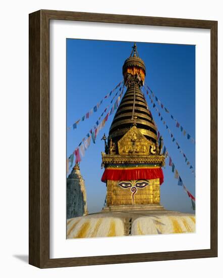 Spire and Prayer Flags of the Swayambhunath Stupa in Kathmandu, Nepal, Asia-Gavin Hellier-Framed Photographic Print