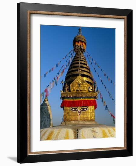 Spire and Prayer Flags of the Swayambhunath Stupa in Kathmandu, Nepal, Asia-Gavin Hellier-Framed Photographic Print