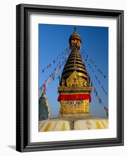 Spire and Prayer Flags of the Swayambhunath Stupa in Kathmandu, Nepal, Asia-Gavin Hellier-Framed Photographic Print