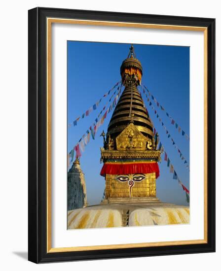 Spire and Prayer Flags of the Swayambhunath Stupa in Kathmandu, Nepal, Asia-Gavin Hellier-Framed Photographic Print