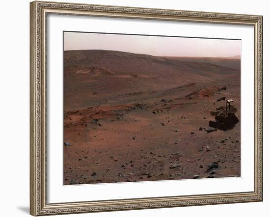 Spirit Mars Exploration Rover on the Flank of Husband Hill-Stocktrek Images-Framed Photographic Print