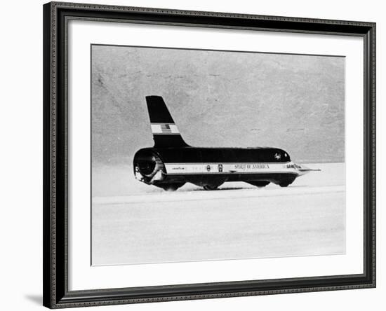Spirit of America Sonic I' Breaking the Land Speed Record, Bonneville Salt Flats, Utah, USA, 1965-null-Framed Photographic Print